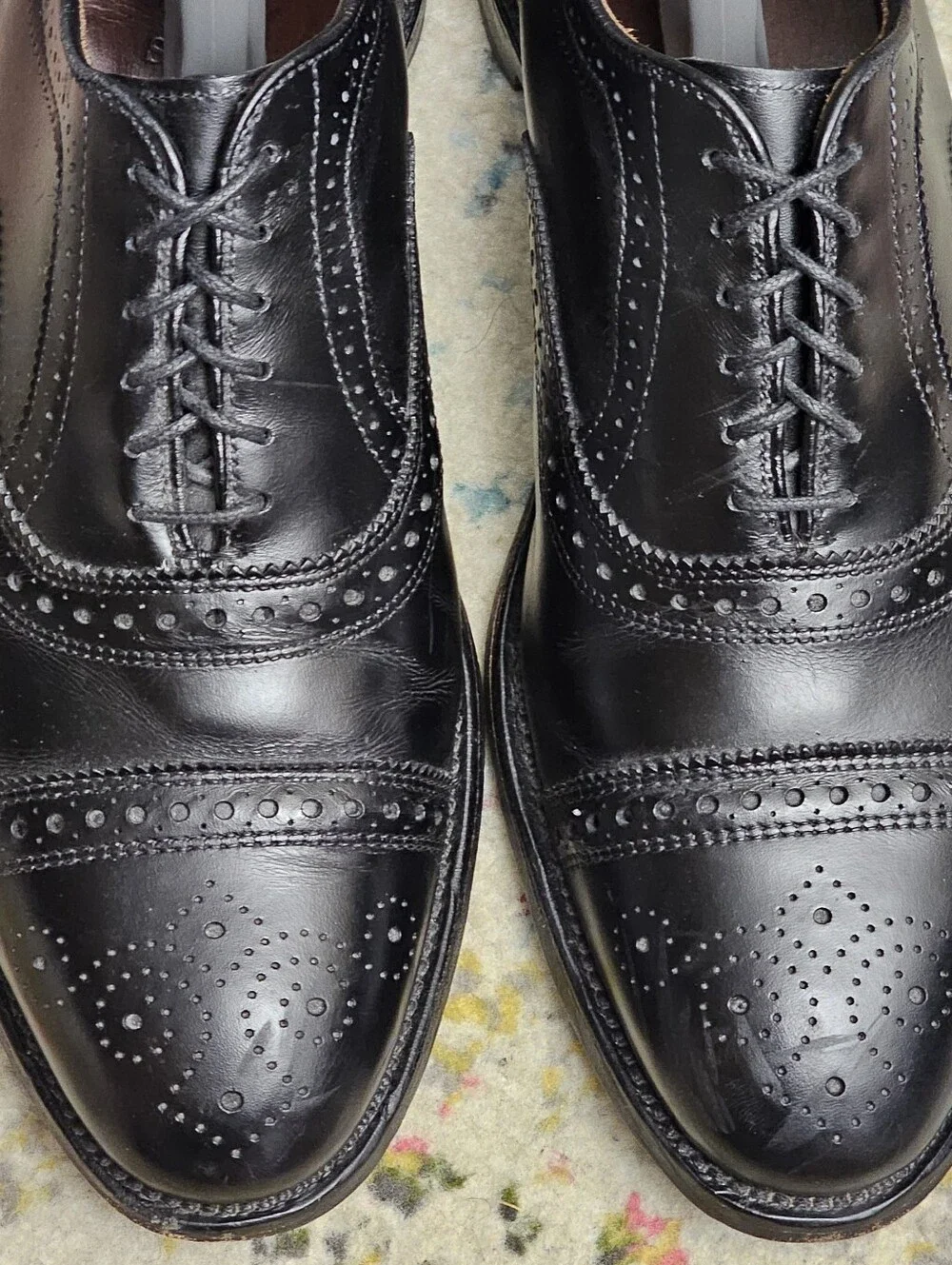 Allen Edmonds Strand Cap Toe Brogue Oxfords Size 10.5 D Black Dress Shoes